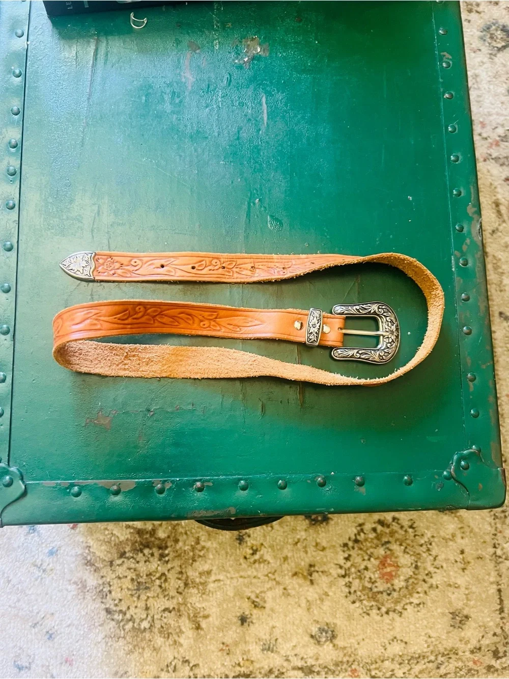 Spell Tan Leather western cowboy belt size Small medium